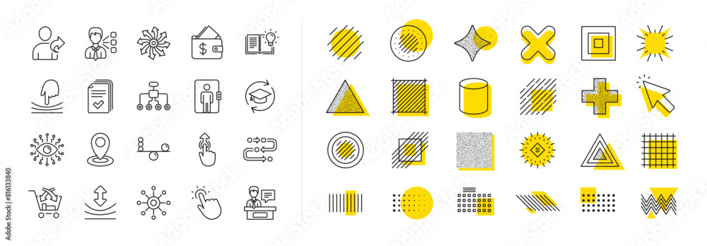 Continuing education, Methodology and Exhibitors icons. Design shape elements. Artificial intelligence, Balance, Refer friend line icons. Swipe up, Elastic, Click here, Refer. Vector Continuing education, Methodology and Exhibitors icons. Design shape elements. Artificial intelligence, Balance, Refer friend line icons. Swipe up, Elastic, Click here, Refer. Vector