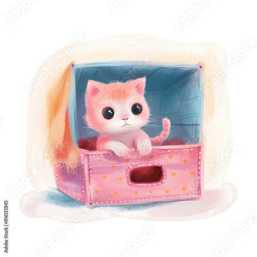 cat playing in box white background (10)