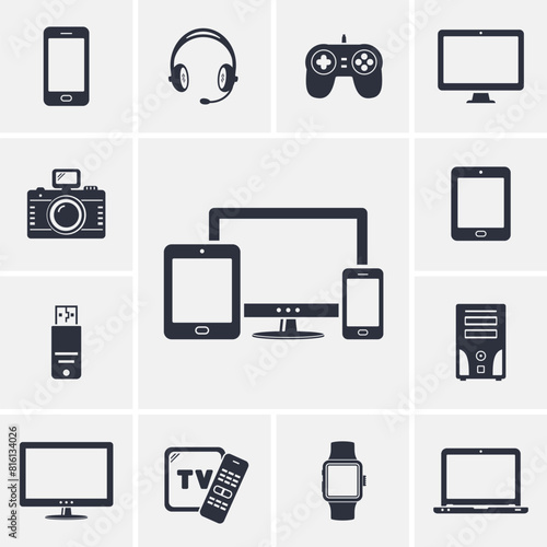 Set of Modern Digital devices icons