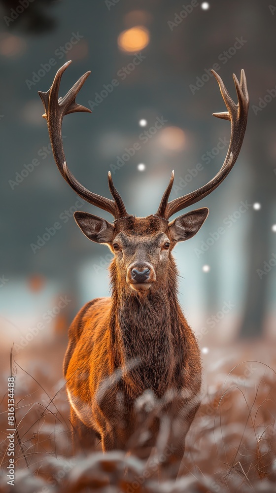 Fototapeta premium Noble deer male in the fall created by ai