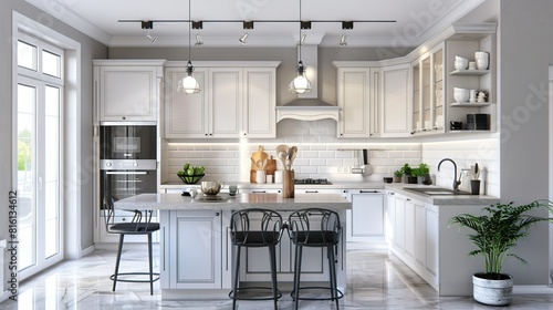 beautiful renovated furnished kitchen interior design photo