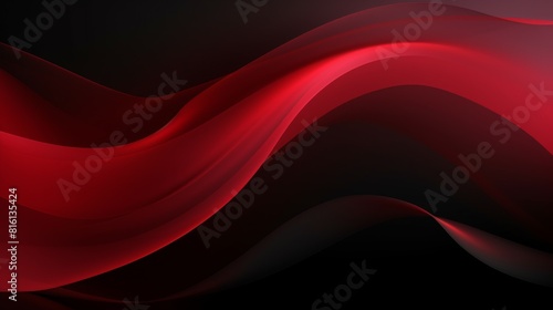 A modern abstract design with a vibrant red wave curve on a dark background, creating a striking visual contrast