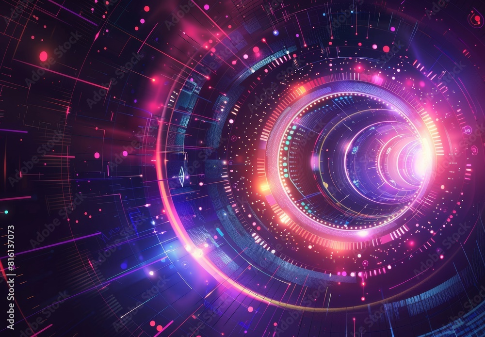 Obraz premium Future digital technology metaverse concept, vibrant backdrop. Vector EPS10 illustration.