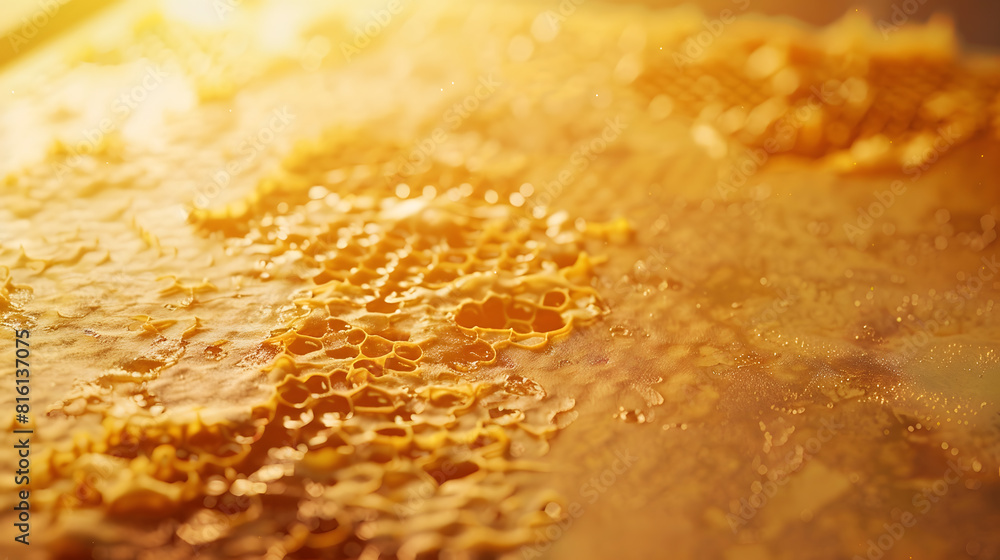 An unused beekeeping frame with beeswax : Generative AI An unused beekeeping frame with beeswax : Generative AI