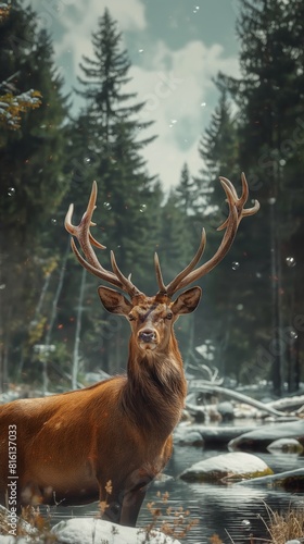 Noble deer male in the fall created by ai © gustav