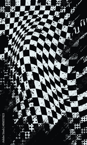 Racing checkered flag grunge brush stroke abstract background