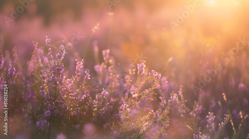 Summer in the heather in Germany : Generative AI photo