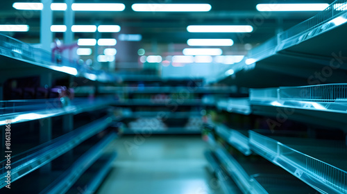 Empty Supermarket Shelves After Panic Buying During The Coronavirus Pandemic : Generative AI photo