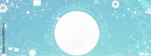 A circular frame surrounded by abstract tech and industrial elements creates a unique background that is bound to be a best-seller wallpaper