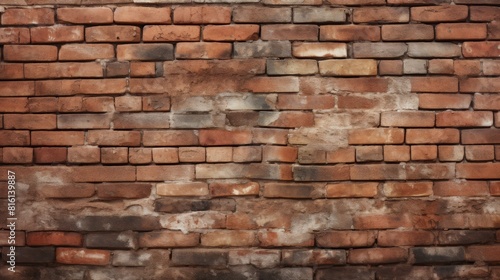 A vintage-looking wall with weathered red bricks and texture variance provides an excellent textured background