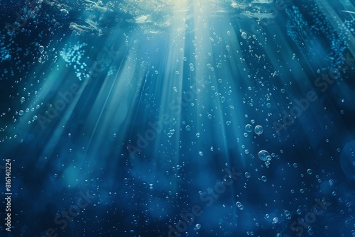 This serene underwater scene with sunlight beams offers an abstract and ethereal wallpaper or background, a potential best-seller