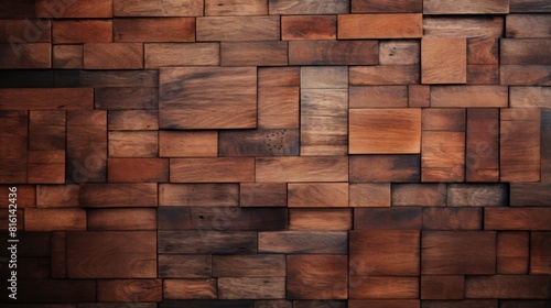 A variety of wood block tones come together to make a visually rich and textured wall display