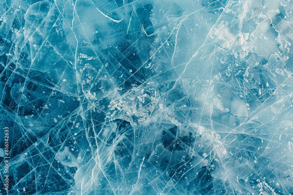 Icy textures blend together in a chilled abstract wallpaper, creating a serene background with best-seller potential