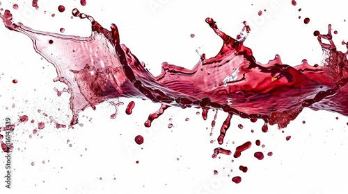 Forceful red wine spill on white surface