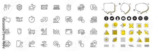 Set of Business target, Timer and 5g wifi line icons for web app. Design elements, Social media icons. Eye detect, Cash back, Consolidation icons. Vector