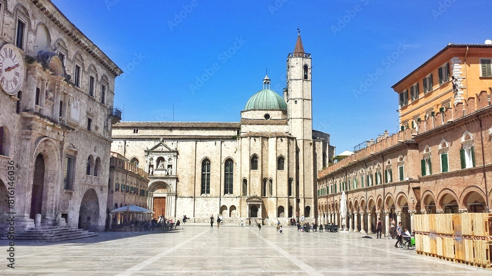 Photo of the Piazza del Popolo (People's square) in Ascoli Piceno, Italy. Photo of the Piazza del Popolo (People's square) in Ascoli Piceno, Italy.
