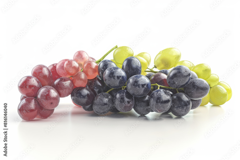 A cluster of juicy grapes separated from the background, showcasing their vibrant colors and succulent texture. Concept of vineyard produce and wine-making. Generative Ai. A cluster of juicy grapes separated from the background, showcasing their vibrant colors and succulent texture. Concept of vineyard produce and wine-making. Generative Ai.