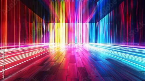 A vibrant abstract wallpaper showing a colorful neon light corridor, an ideal background and best-seller