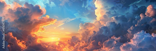 The amazing wallpaper image captures abstract cloud formations at sunset, providing a dramatic and vibrant background, destined to be a best-seller photo