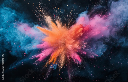 A dynamic and colorful abstract powder explosion as a background, could be a best-seller wallpaper