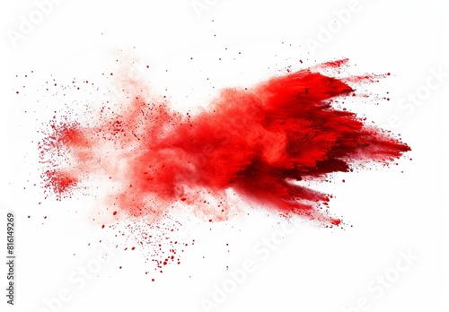 An intense wallpaper showcasing an explosive abstract red powder burst against a white background, perfect as a striking best-seller photo