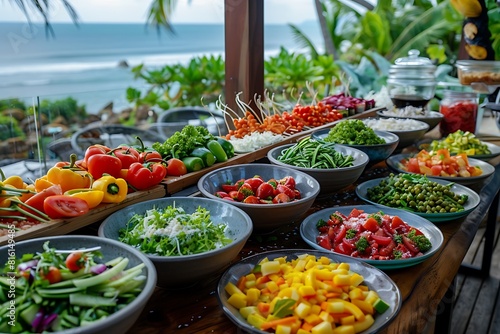Beachside luxury salad bar at a summer beach marathon photo