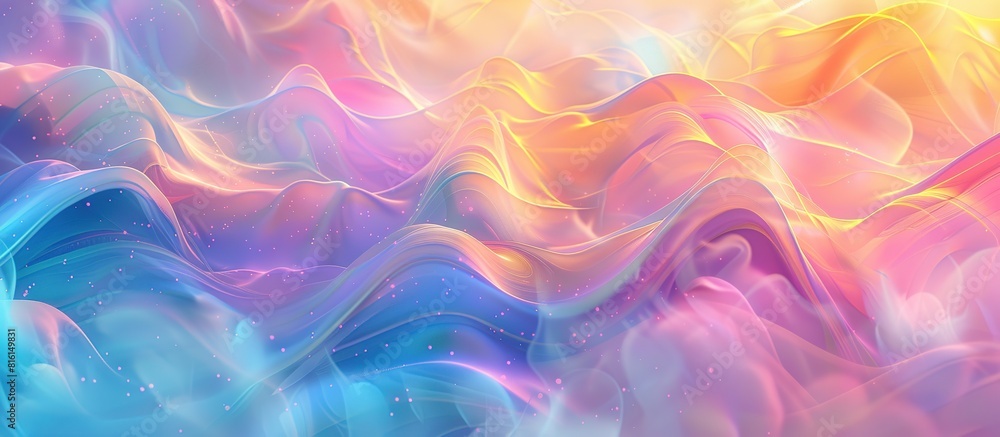 Abstract background with pastel colors, glowing lines and soft shapes in pink, blue, purple, yellow and orange. Abstract background with pastel colors, glowing lines and soft shapes in pink, blue, purple, yellow and orange.