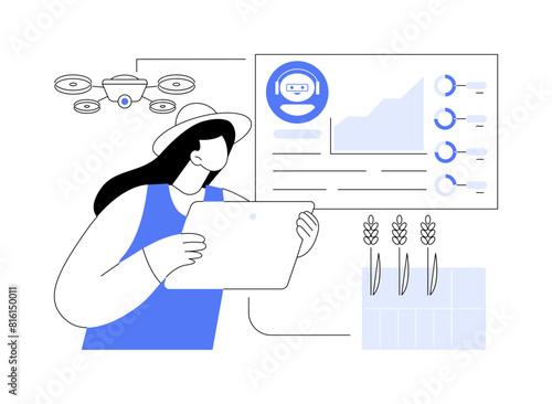 AI-Enhanced Crop Monitoring abstract concept vector illustration.