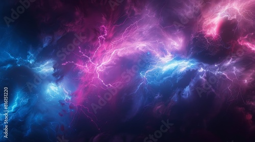 Abstract electric lightning in vivid blue and pink hues, symbolizing conflict and confrontation. Versus screen in gaming... hyper realistic 