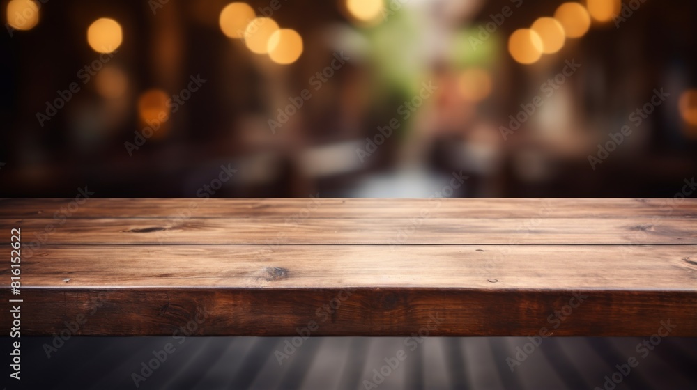 A high-quality image showcasing a warm, wooden table surface with a soft, blur effect A high-quality image showcasing a warm, wooden table surface with a soft, blur effect