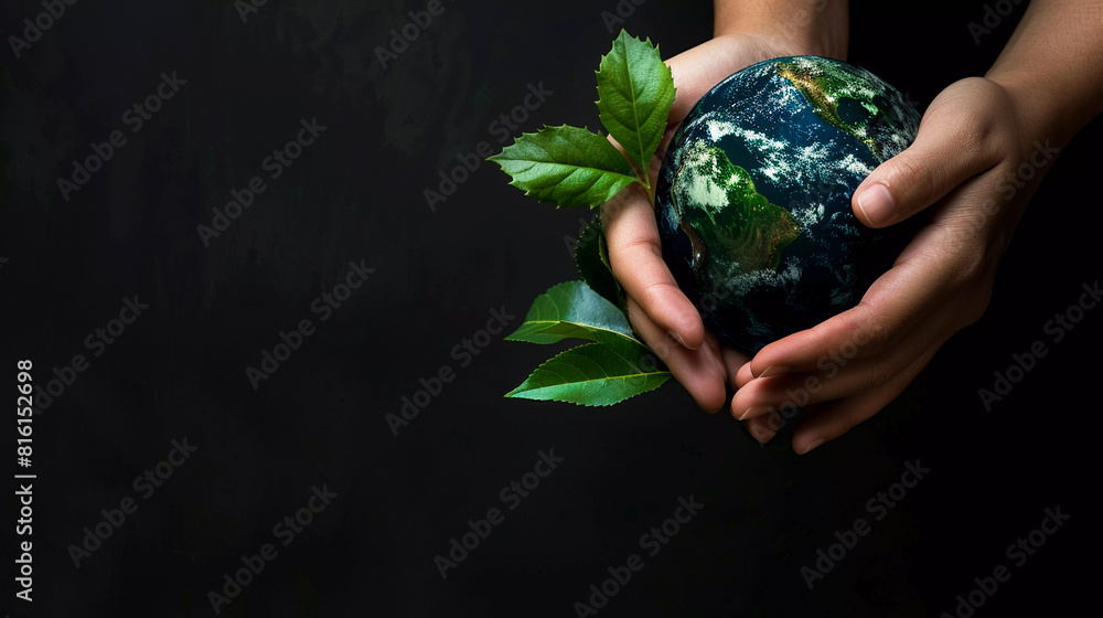 Cupped Hands Cradle a Green Earth (Environmental Stewardship, Sustainability) Cupped Hands Cradle a Green Earth (Environmental Stewardship, Sustainability)