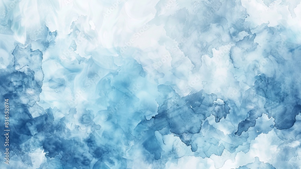 Blue and White Watercolor Painting on White Background Blue and White Watercolor Painting on White Background