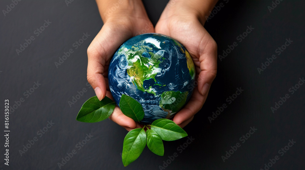 Cupped Hands Cradle a Green Earth (Environmental Stewardship, Sustainability) Cupped Hands Cradle a Green Earth (Environmental Stewardship, Sustainability)