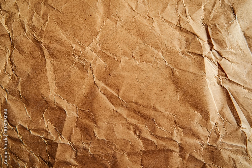 Close-up mockup of a crumpled kraft paper background Close-up mockup of a crumpled kraft paper background