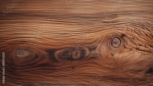 An exquisite close-up shot highlighting the intricate patterns and rich color variations in dark wood grain photo