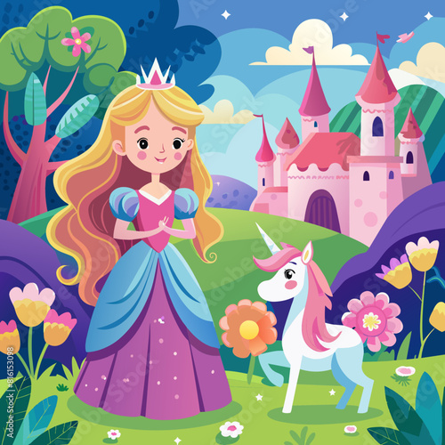 fairytale-background-with-princess-and-unicorn