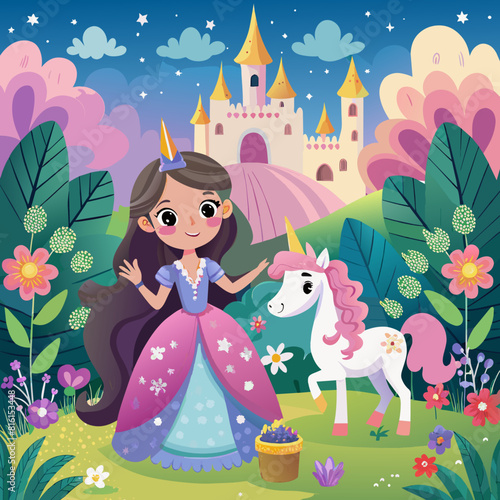 fairytale-background-with-princess-and-unicorn