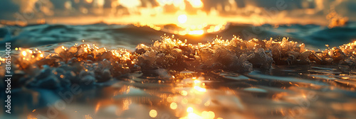 Abstract Water Texture with Sunlight Reflection, Shimmering Ocean Surface on a Sunny Day