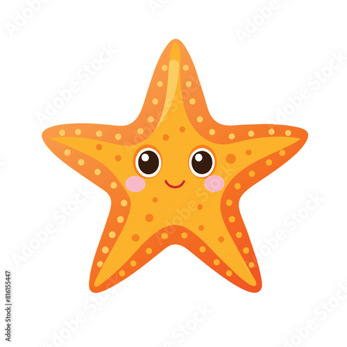 starfish with cute face isolated on white background