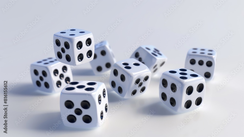 Two white dice isolated on white for games of chance Two white dice isolated on white for games of chance