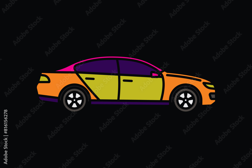 Fototapeta premium Original vector illustration. A passenger car. A contour icon.