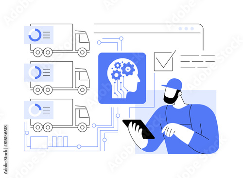 AI-Enhanced Fleet Management abstract concept vector illustration.
