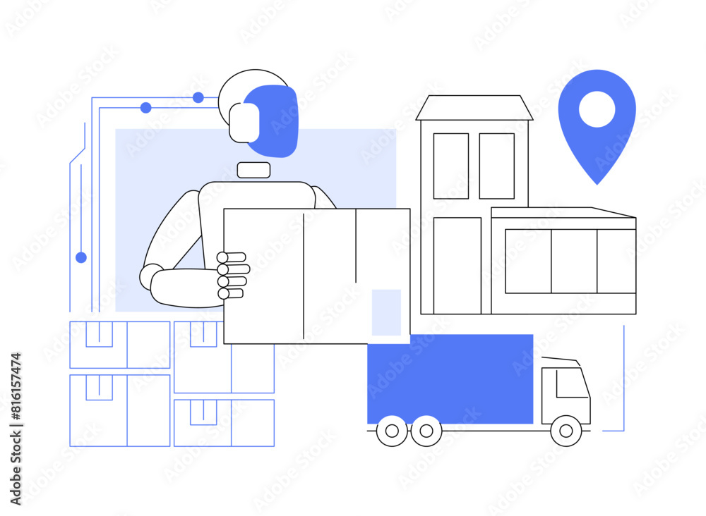 AI-Supported Last-Mile Delivery abstract concept vector illustration. AI-Supported Last-Mile Delivery abstract concept vector illustration.