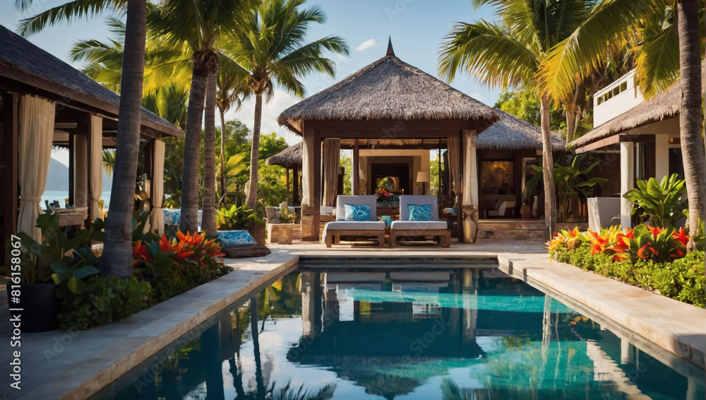 Tropical Paradise, Luxurious Poolside Retreat by the Beach.