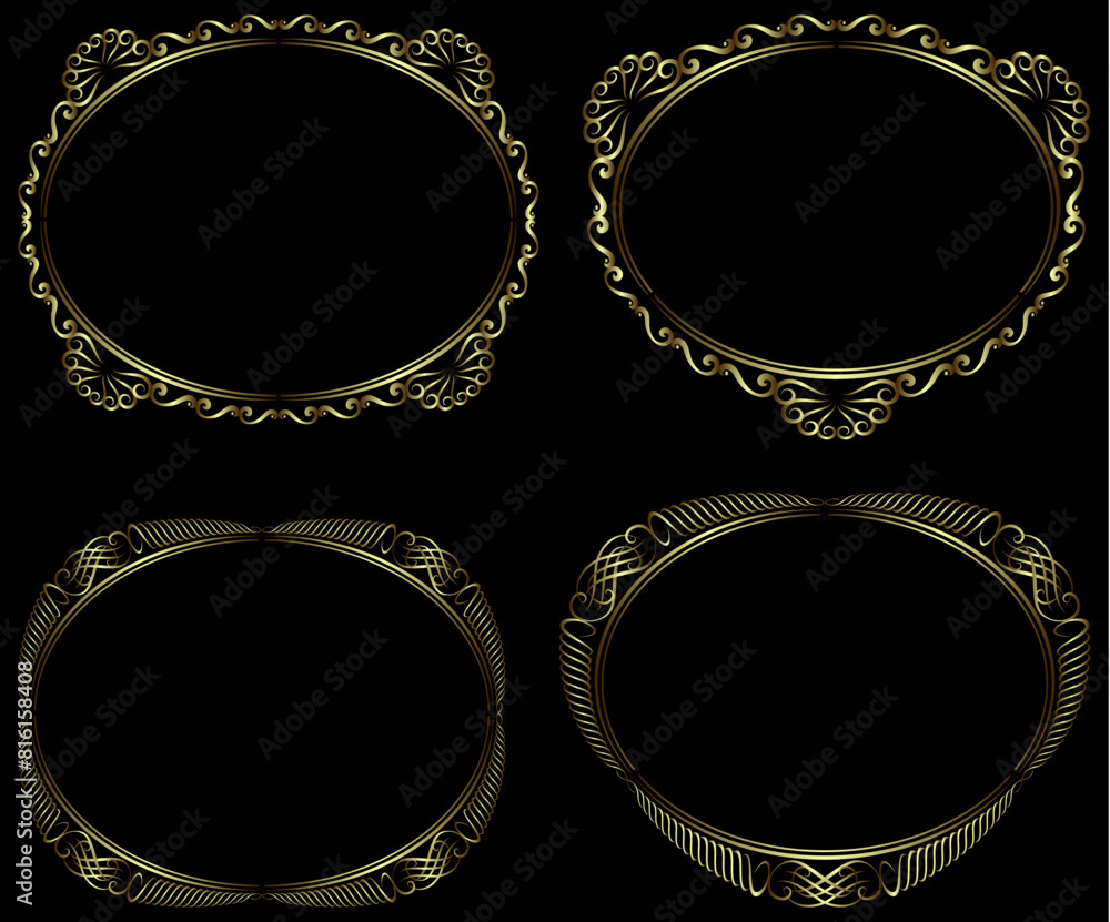 Set of golden frames. Vector illustration. Set of golden frames. Vector illustration.