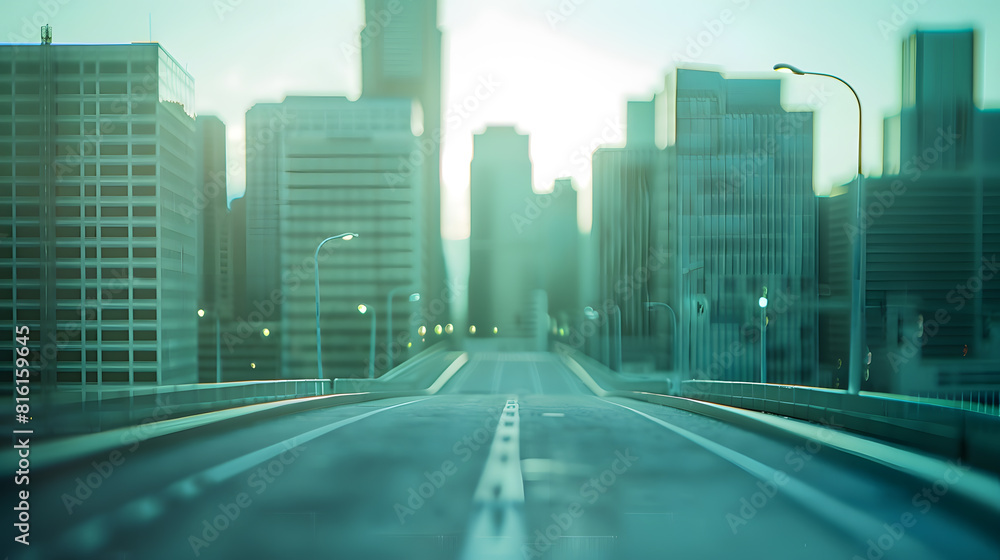 Fototapeta premium Highway skyline and city buildings : Generative AI