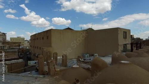 intricate mud dome ceilings in a bustling bazaar in Qom city, showcasing the ancient ventilation system designed. photo