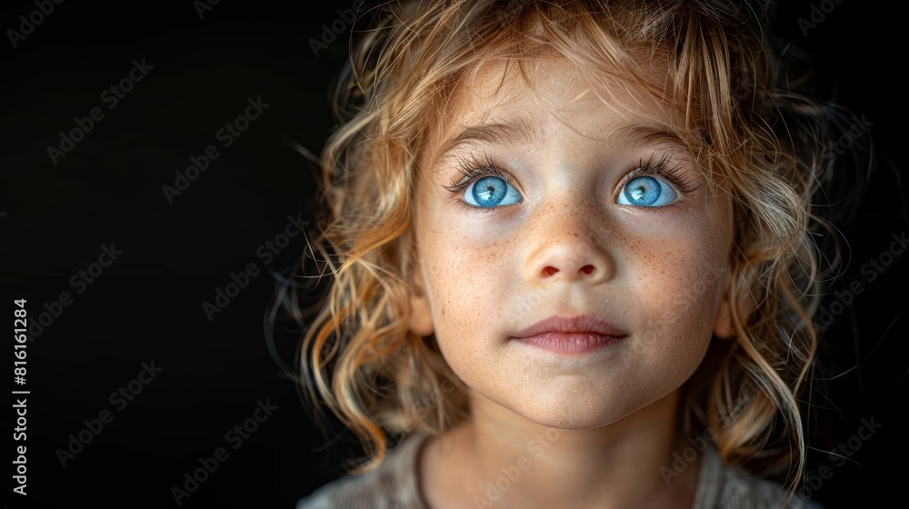 Portrait of a curious child with sparkling blue eyes Portrait of a curious child with sparkling blue eyes