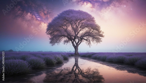 fantastic purple tree at dawn