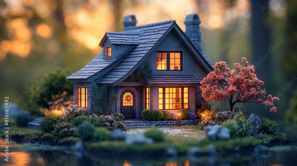 Imagine a house icon with intricate detailing, casting soft shadows under the gentle glow of ambient lighting, inviting users to explore Imagine a house icon with intricate detailing, casting soft shadows under the gentle glow of ambient lighting, inviting users to explore